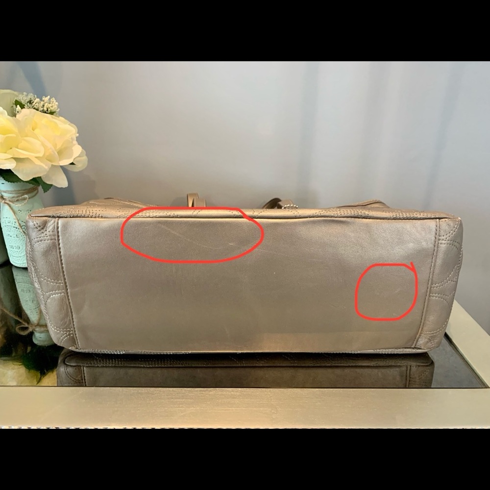 Coach Metallic Taupe Leather Tote/Diaper Bag - Picture 11 of 11